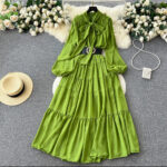 women long sleeve waist fashion chiffon