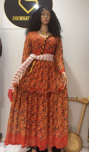 Shewhat Design Ethiopian And Eritrean Chiffon Dress New/ሽፎን ቀሚስ