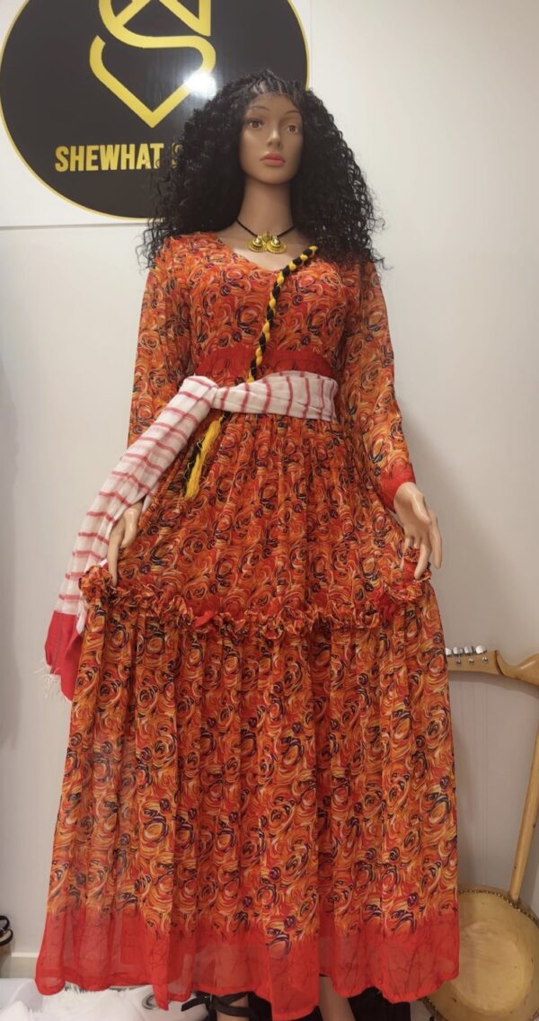 Shewhat Design Ethiopian And Eritrean Chiffon Dress New/ሽፎን ቀሚስ - Image 3