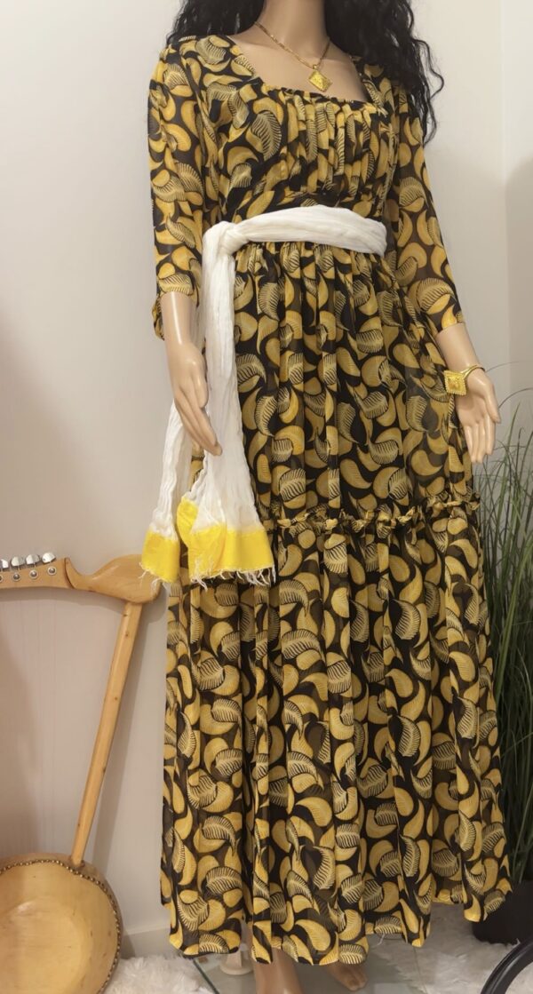Shewhat Design Ethiopian And Eritrean Chiffon Dress New/ሽፎን ቀሚስ - Image 2