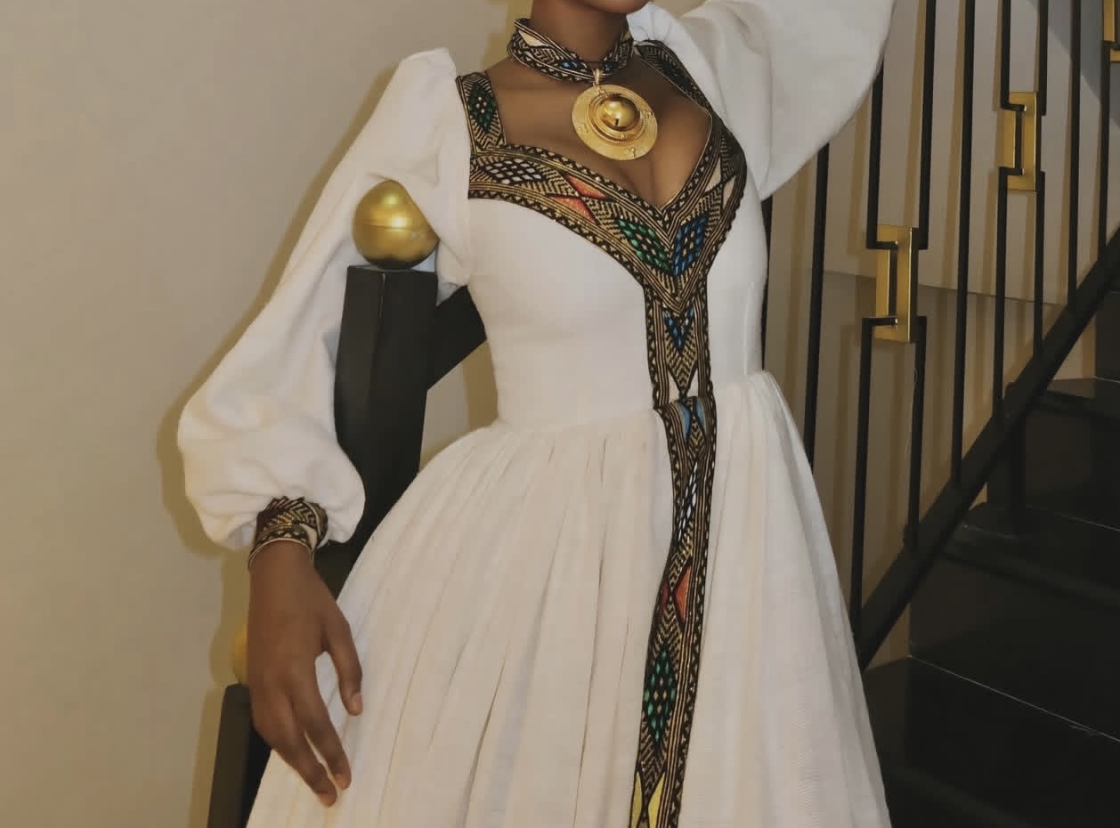 Elegant Ethiopian & Eritrean Habesha Dress | Traditional Handwoven Kemis | Custom Sizing Available - Image 3