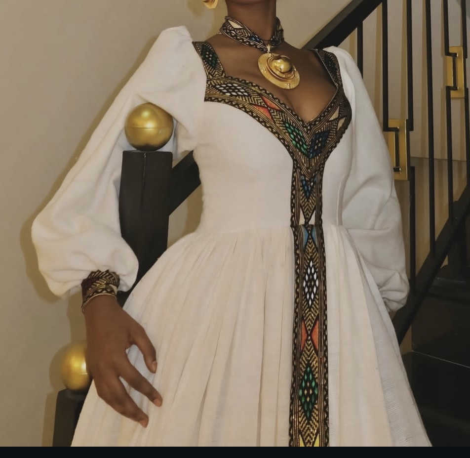 Elegant Ethiopian & Eritrean Habesha Dress | Traditional Handwoven Kemis | Custom Sizing Available - Image 4